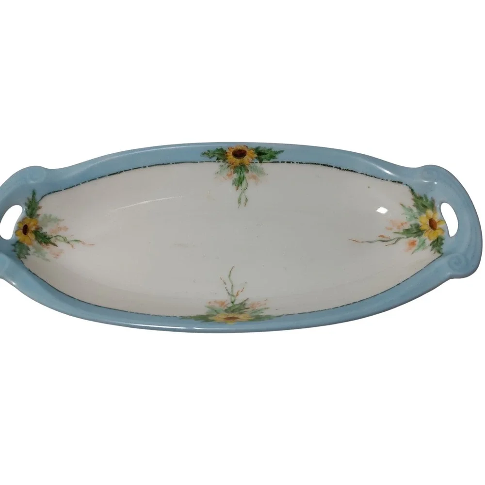 Antique‎ RS Reinhold Schlegelmilch Dish Germany Pickle Celery Oblong Floral SEE